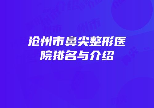 沧州市鼻尖整形医院排名与介绍