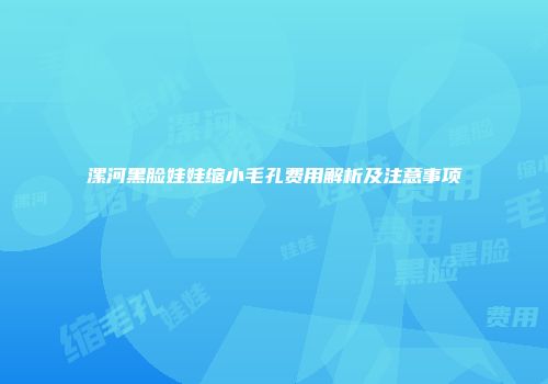 漯河黑脸娃娃缩小毛孔费用解析及注意事项