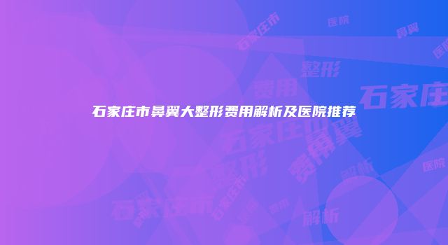 石家庄市鼻翼大整形费用解析及医院推荐