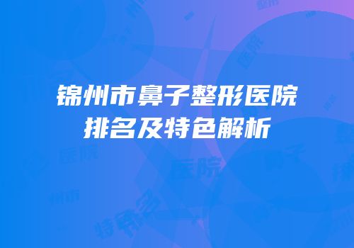 锦州市鼻子整形医院排名及特色解析