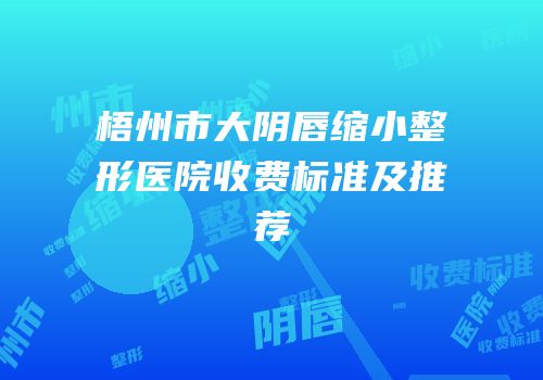 梧州市大阴唇缩小整形医院收费标准及推荐