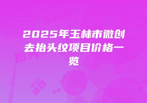 2025年玉林市微创去抬头纹项目价格一览