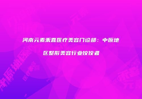 河南元素禾喜医疗美容门诊部：中原地区整形美容行业佼佼者