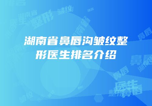 湖南省鼻唇沟皱纹整形医生排名介绍