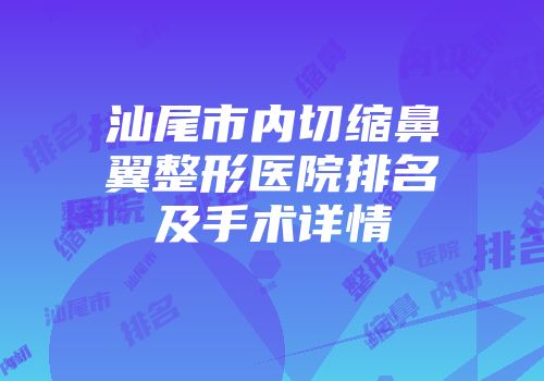 汕尾市内切缩鼻翼整形医院排名及手术详情