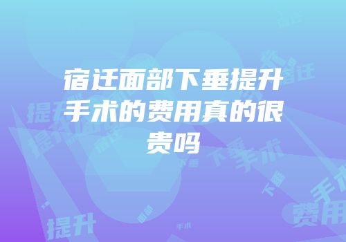 宿迁面部下垂提升手术的费用真的很贵吗