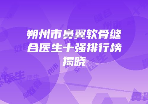朔州市鼻翼软骨缝合医生十强排行榜揭晓
