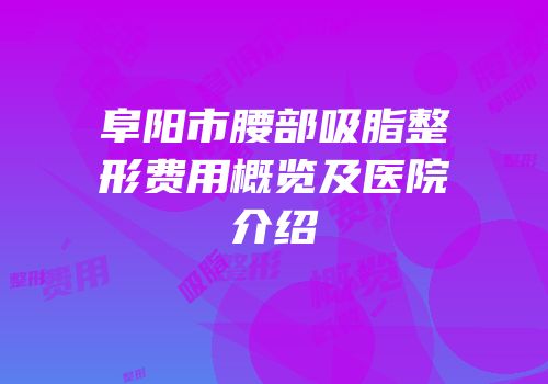 阜阳市腰部吸脂整形费用概览及医院介绍