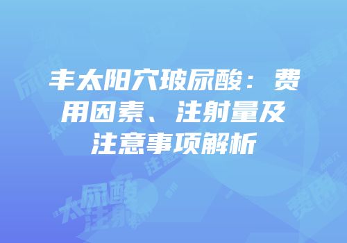 丰太阳穴玻尿酸：费用因素、注射量及注意事项解析