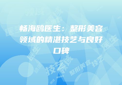 畅海鸥医生：整形美容领域的精湛技艺与良好口碑