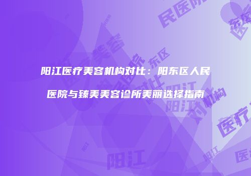 阳江医疗美容机构对比：阳东区人民医院与臻美美容诊所美丽选择指南
