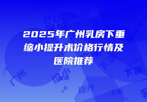 2025年广州乳房下垂缩小提升术价格行情及医院推荐