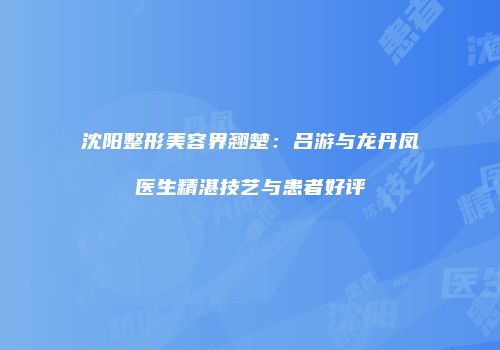 沈阳整形美容界翘楚：吕游与龙丹凤医生精湛技艺与患者好评