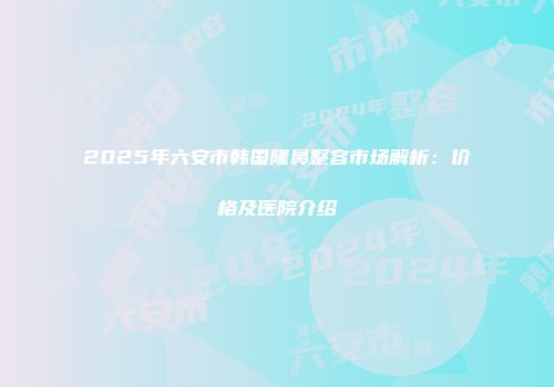 2025年六安市韩国隆鼻整容市场解析：价格及医院介绍