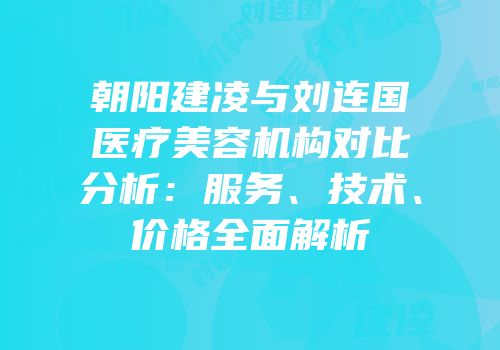 朝阳建凌与刘连国医疗美容机构对比分析：服务、技术、价格全面解析