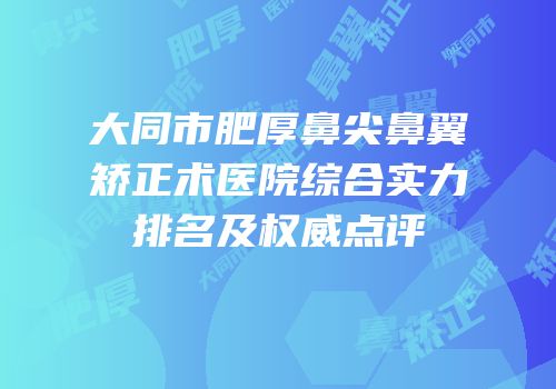 大同市肥厚鼻尖鼻翼矫正术医院综合实力排名及权威点评