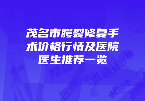 茂名市腭裂修复手术价格行情及医院医生推荐一览