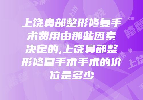 上饶鼻部整形修复手术费用由那些因素决定的,上饶鼻部整形修复手术手术的价位是多少