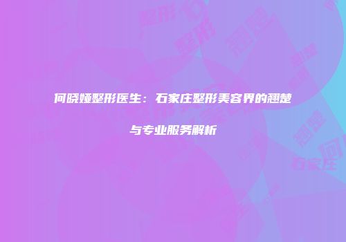 何晓娅整形医生：石家庄整形美容界的翘楚与专业服务解析
