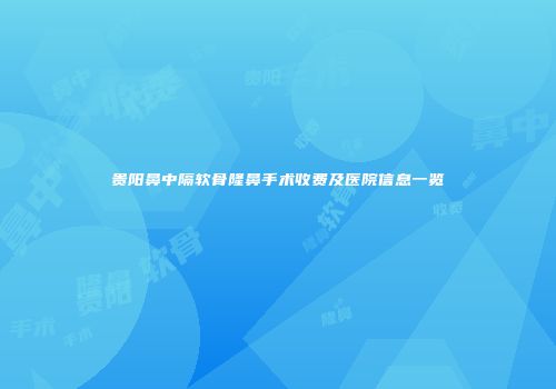 贵阳鼻中隔软骨隆鼻手术收费及医院信息一览