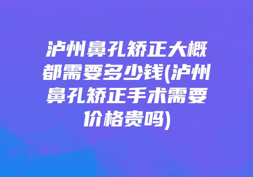 泸州鼻孔矫正大概都需要多少钱(泸州鼻孔矫正手术需要价格贵吗)