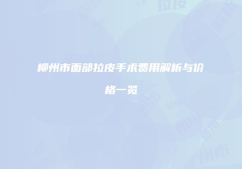 柳州市面部拉皮手术费用解析与价格一览