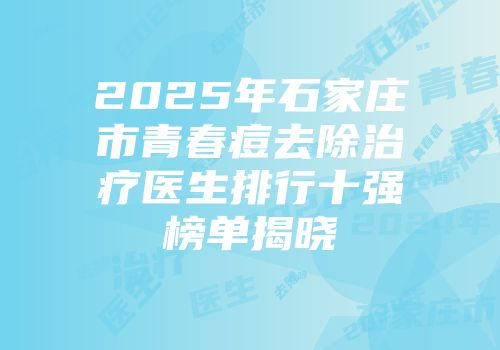 2025年石家庄市青春痘去除治疗医生排行十强榜单揭晓