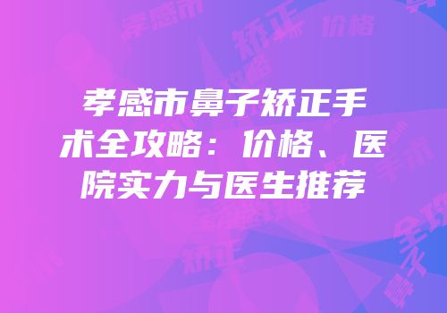 孝感市鼻子矫正手术全攻略：价格、医院实力与医生推荐