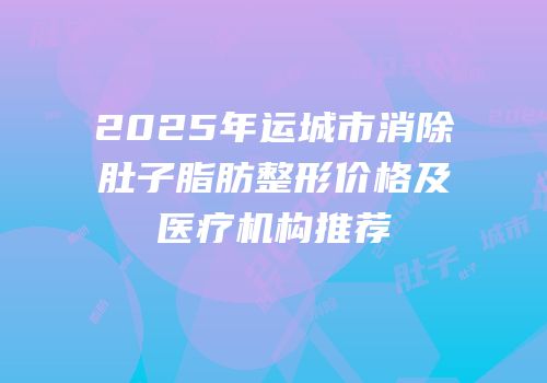 2025年运城市消除肚子脂肪整形价格及医疗机构推荐