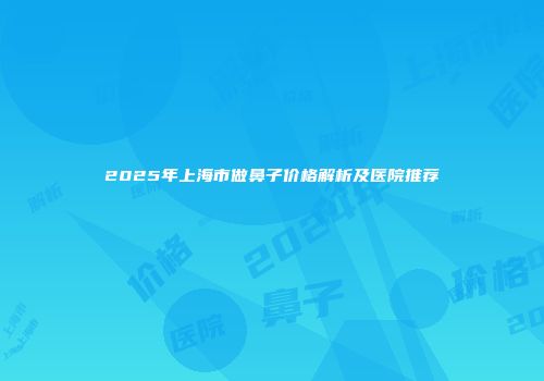 2025年上海市做鼻子价格解析及医院推荐