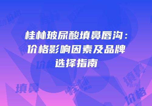 桂林玻尿酸填鼻唇沟：价格影响因素及品牌选择指南