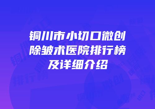 铜川市小切口微创除皱术医院排行榜及详细介绍