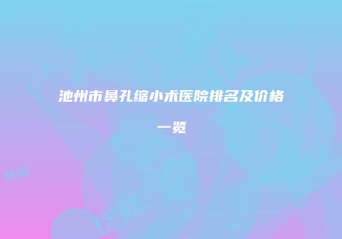 池州市鼻孔缩小术医院排名及价格一览