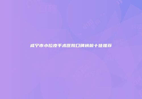 咸宁市小拉皮手术医院口碑榜前十佳推荐