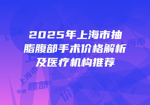 2025年上海市抽脂腹部手术价格解析及医疗机构推荐