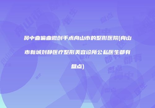 鼻中曲偏曲微创手术舟山市的整形医院(舟山市新城刘静医疗整形美容诊所公私医生都有盘点)