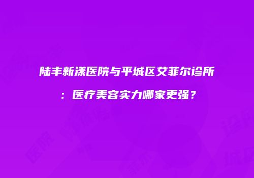 陆丰新漾医院与平城区艾菲尔诊所：医疗美容实力哪家更强？