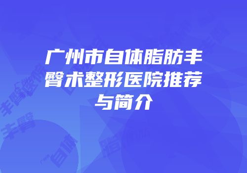 广州市自体脂肪丰臀术整形医院推荐与简介
