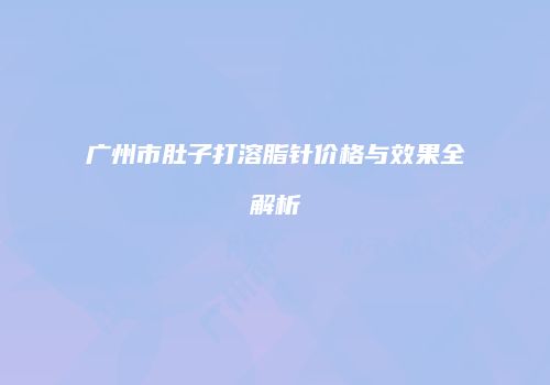 广州市肚子打溶脂针价格与效果全解析