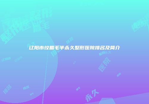 辽阳市纹眉毛半永久整形医院排名及简介