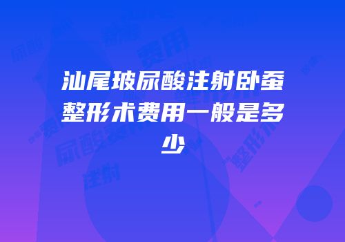 汕尾玻尿酸注射卧蚕整形术费用一般是多少