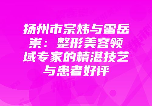 扬州市宗炜与雷岳崇：整形美容领域专家的精湛技艺与患者好评