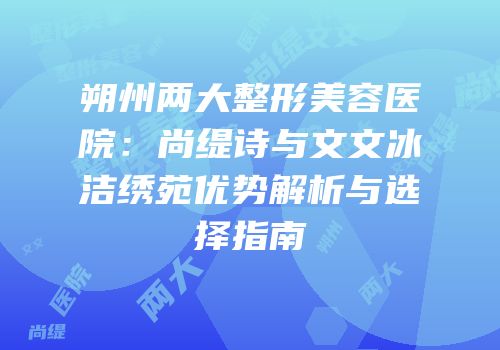 朔州两大整形美容医院：尚缇诗与文文冰洁绣苑优势解析与选择指南