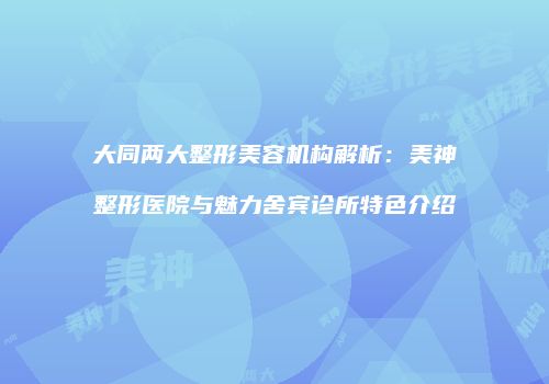 大同两大整形美容机构解析：美神整形医院与魅力舍宾诊所特色介绍