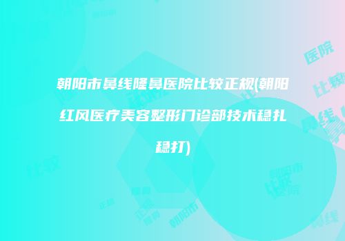 朝阳市鼻线隆鼻医院比较正规(朝阳红风医疗美容整形门诊部技术稳扎稳打)