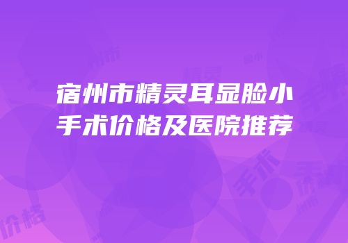 宿州市精灵耳显脸小手术价格及医院推荐