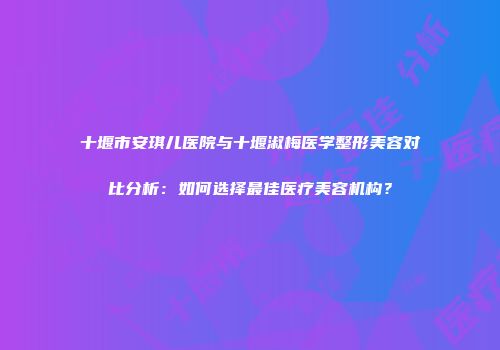 十堰市安琪儿医院与十堰淑梅医学整形美容对比分析：如何选择最佳医疗美容机构？