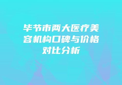 毕节市两大医疗美容机构口碑与价格对比分析