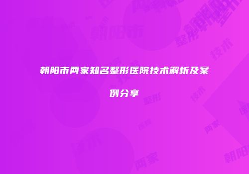 朝阳市两家知名整形医院技术解析及案例分享
