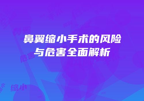 鼻翼缩小手术的风险与危害全面解析